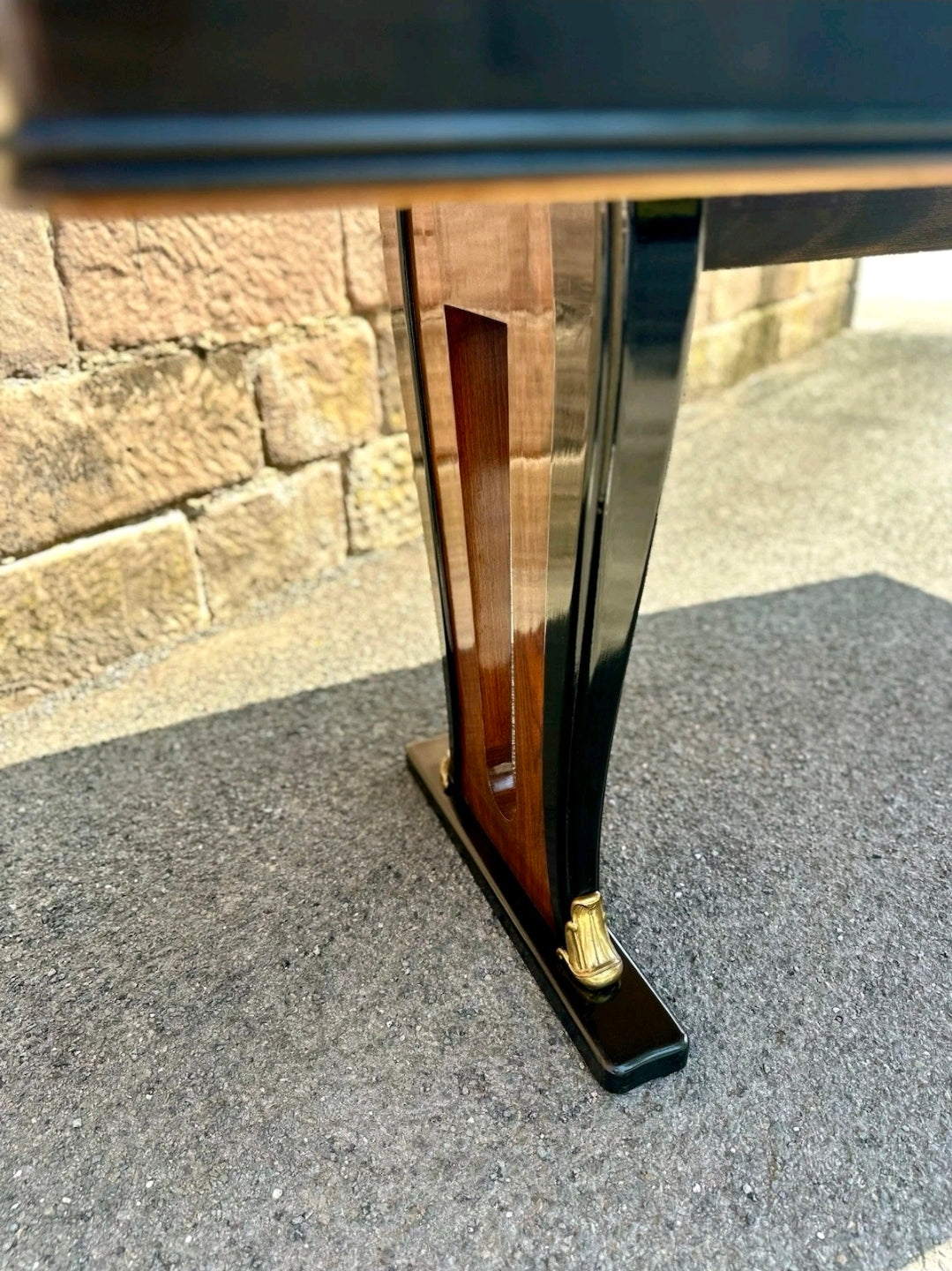 1940s Italian Designer Desk Attributed To Guglielmo Ulrich. Walnut, Glass, Green