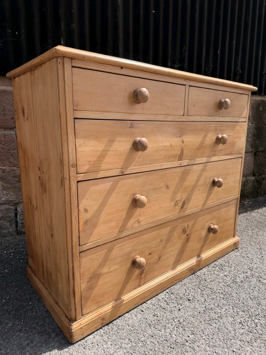 Large Antique Victorian Waxed Pine Chest Of Drawers, Country Farmhouse, Bedroom.
