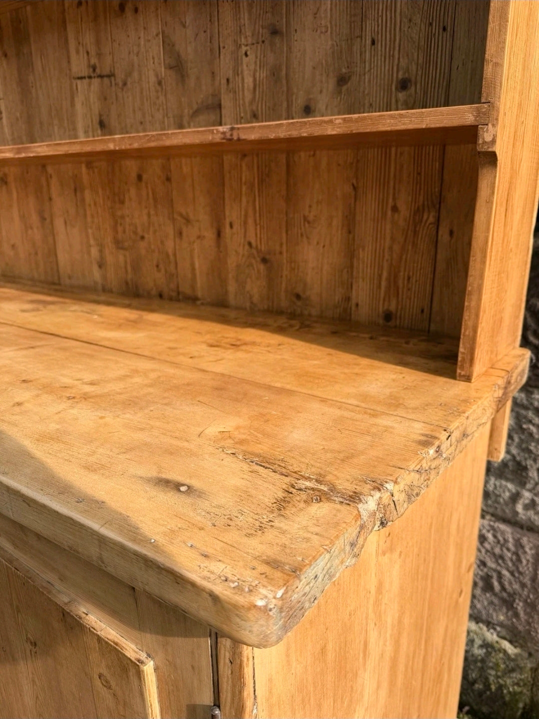 Large Antique Pine & Sycamore Victorian Dresser. Kitchen, Country House, Pantry