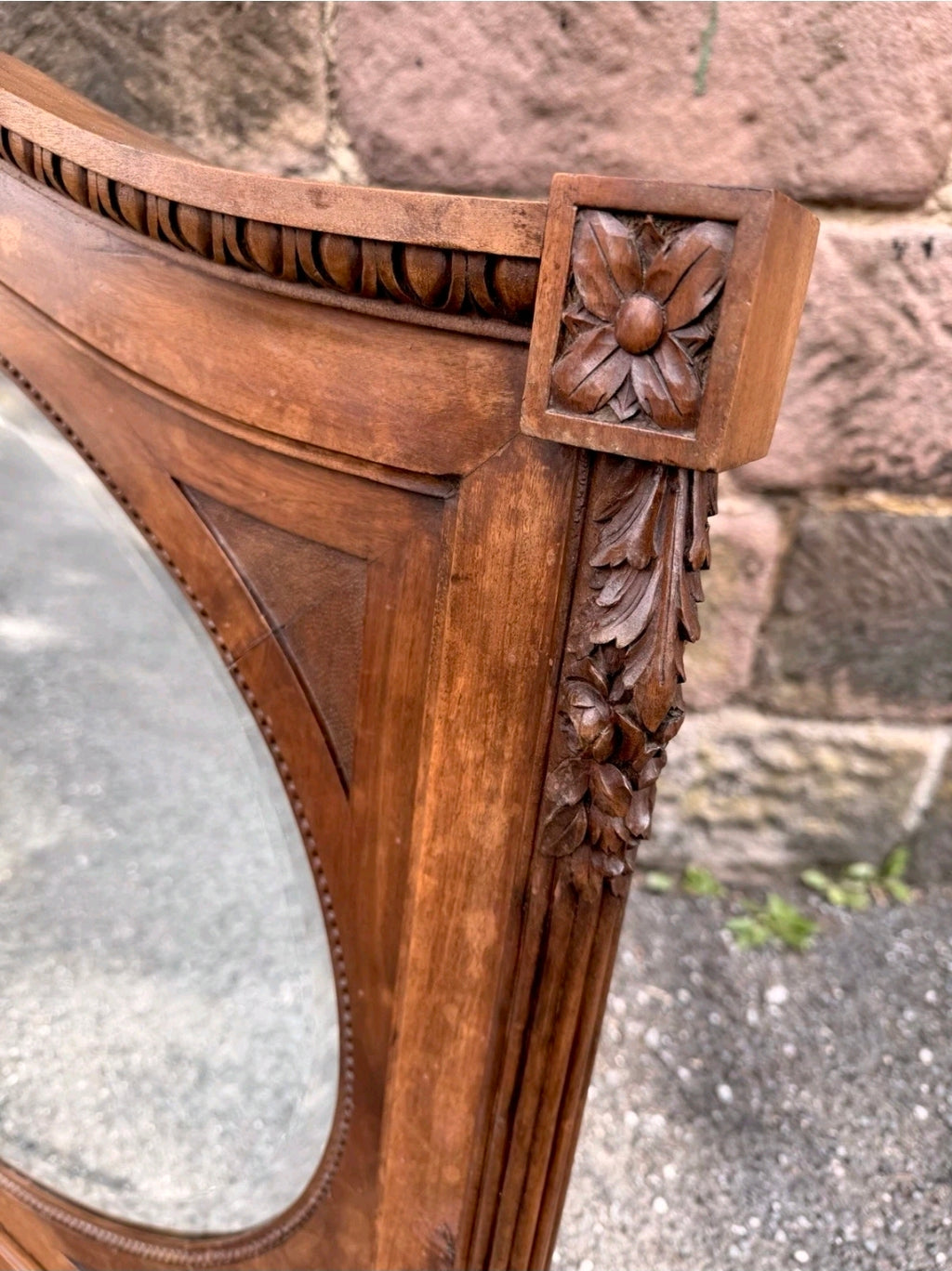Antique Over Mantle Mirror, Victorian, Walnut Architectural Mirror, Italian