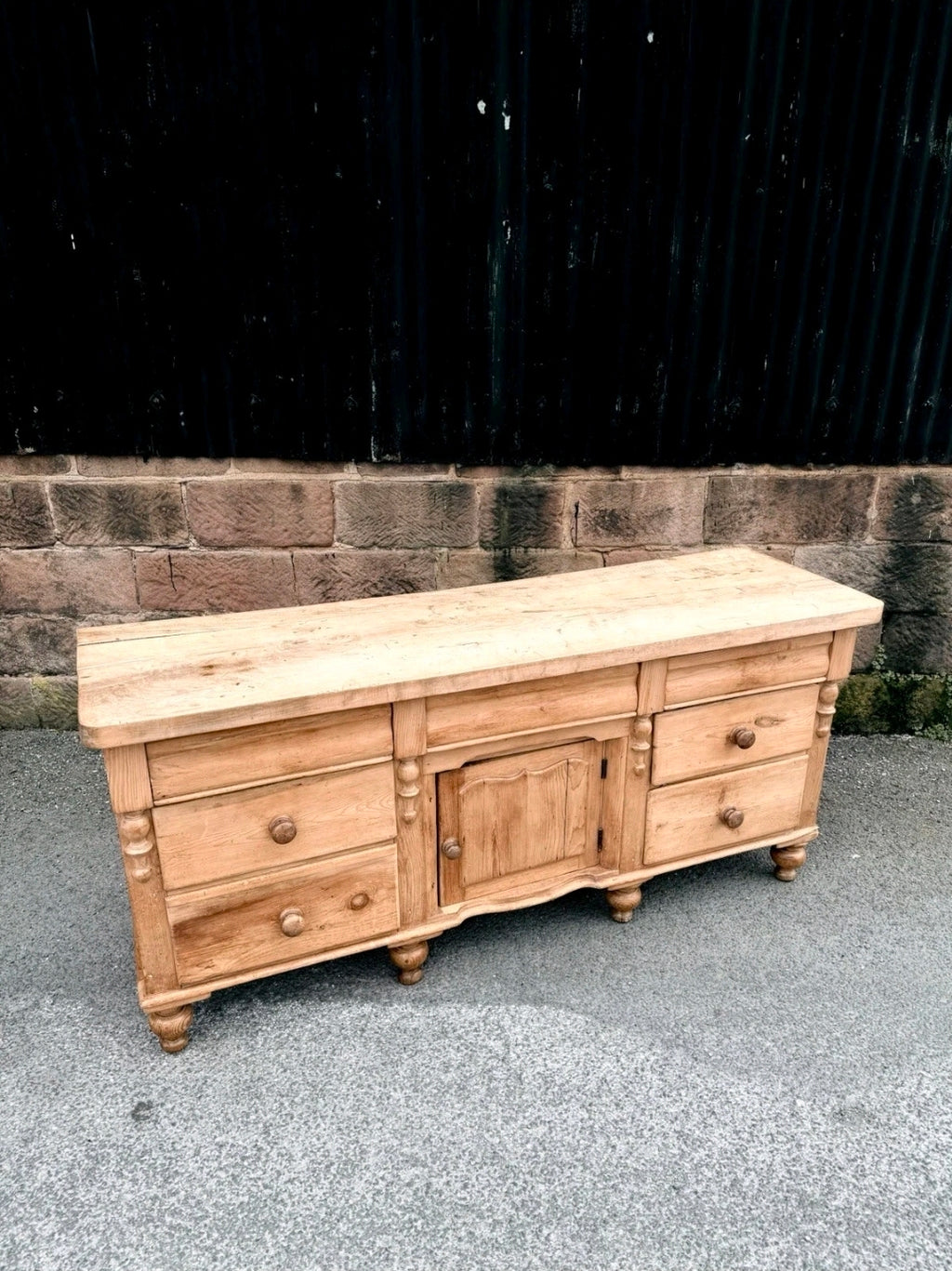 Victorian Lancashire Sideboard c1870, Antique Pine, Sycamore Top, Dresser