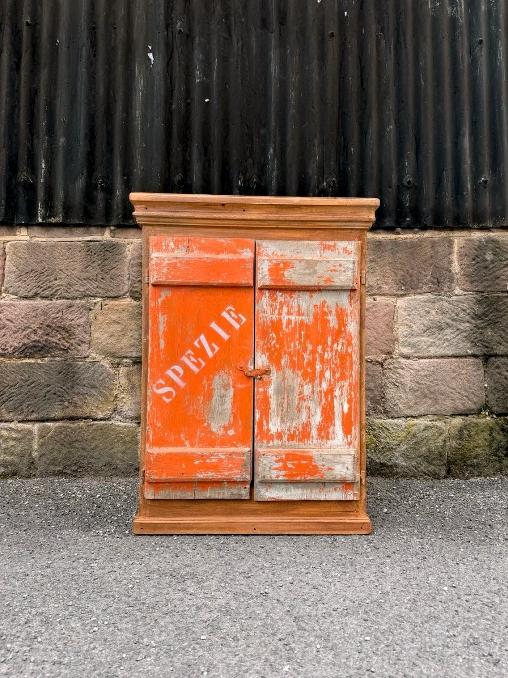 Vintage Rustic Italian Wall Cabinet, Spice Cabinet Cottage Country, Industrial 'SPEZIE' (spices)