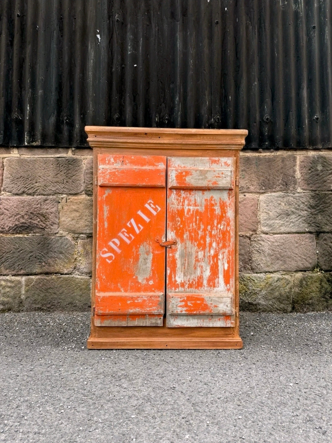Vintage Rustic Italian Wall Cabinet, Spice Cabinet Cottage Country, Industrial 'SPEZIE' (spices)
