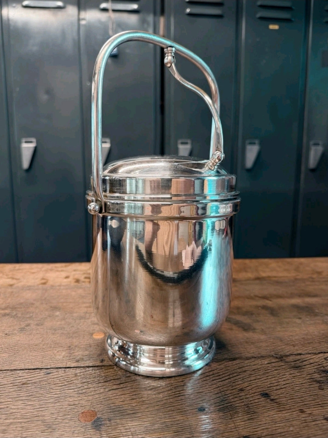 Vintage 1960s Chrome Ice Bucket. Italian, Wine cooler, Portable. MCM, Original