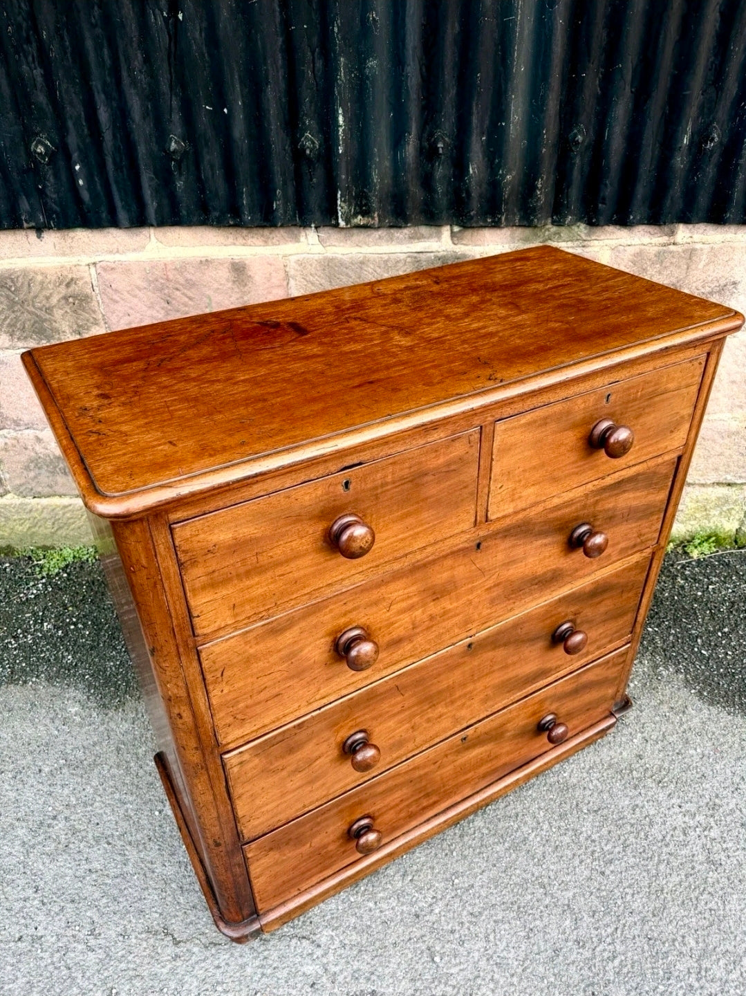Antique Mahogany Chest Of Drawers, Victorian Original, 5 Drawers, Bedroom