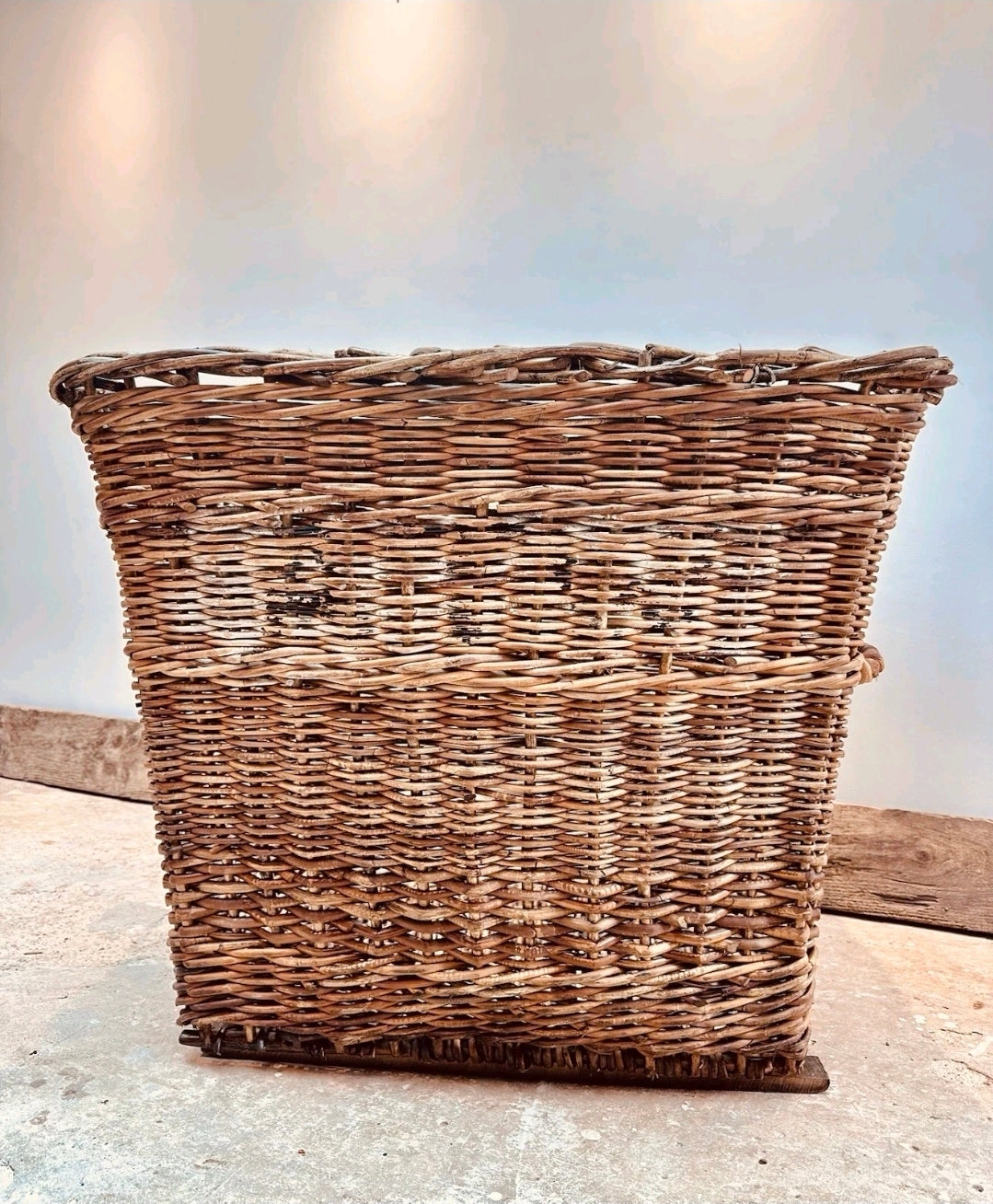 Huge Victorian Textile Mill Basket. Wicker Basket, Laundry,Log Basket, Film Prop
