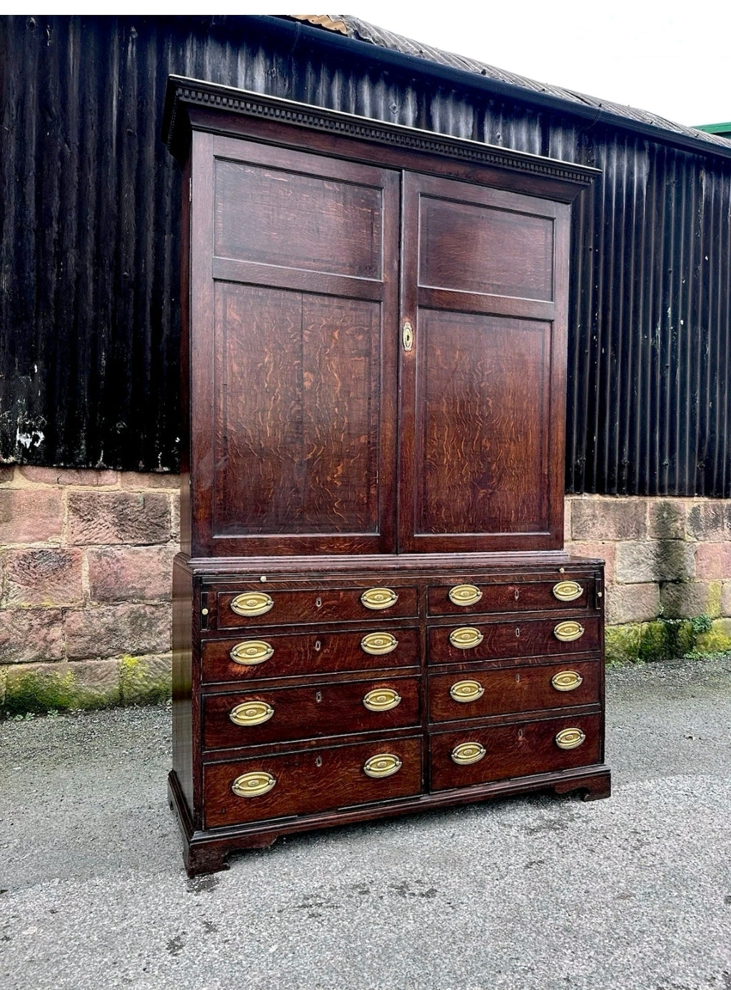 Antique George III Estate Office Cabinet. Oak, c1810, Country House, Storage
