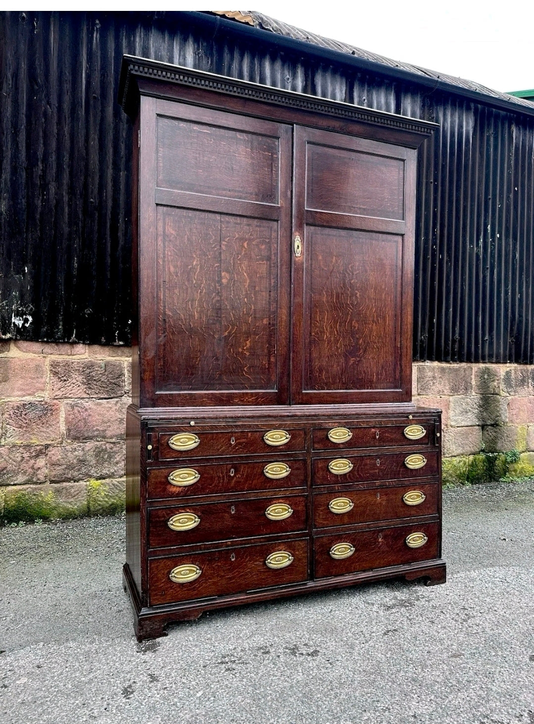 Antique George III Estate Office Cabinet. Oak, c1810, Country House, Storage