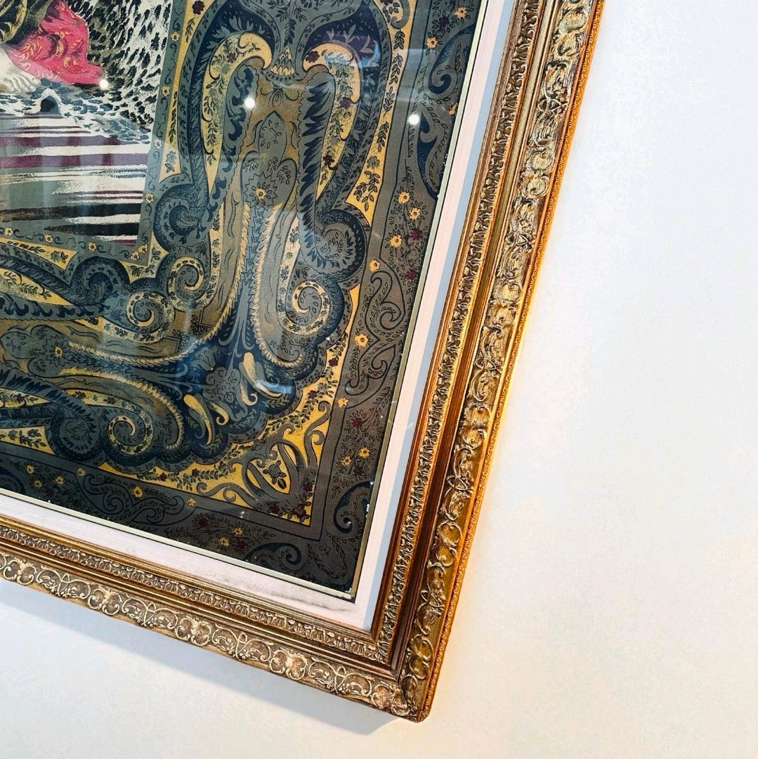 Large Vintage Italian Framed Tapestry. 1930’s 155x159cm.Wall Art, Statement Piece