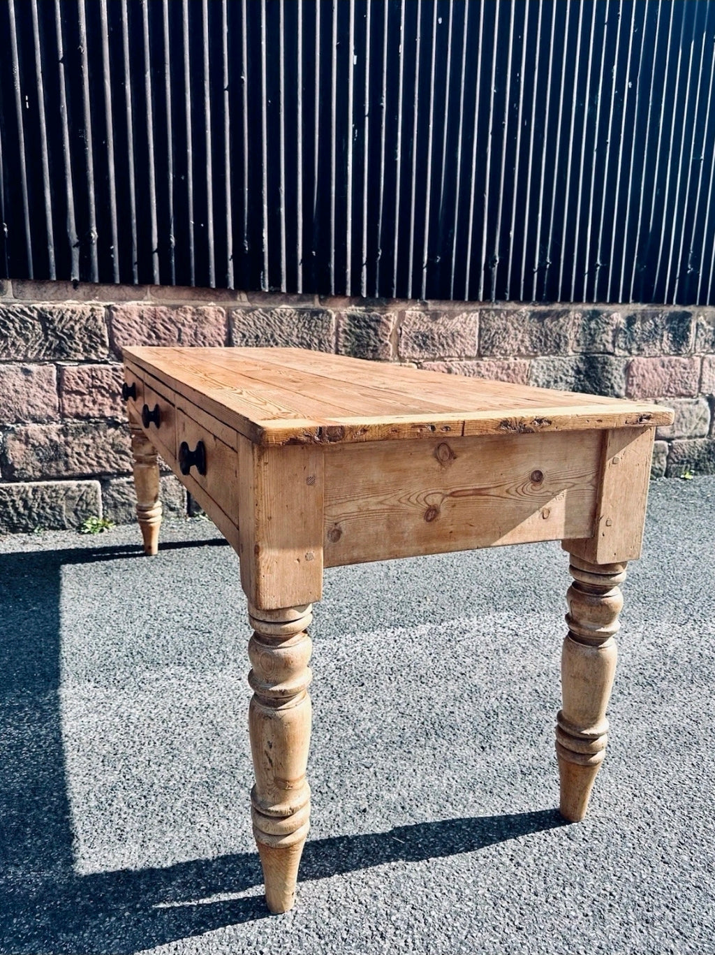 Antique Victorian Pine Farmhouse Table, Dining/ Prep, Country House, 3 Drawer