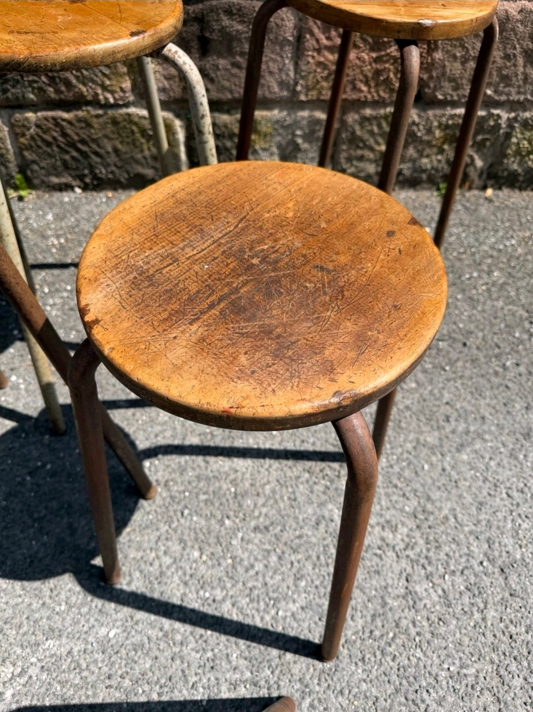Vintage 1950s Art School/lab Stools. Original, Industrial, Bedside, Lamp Table
