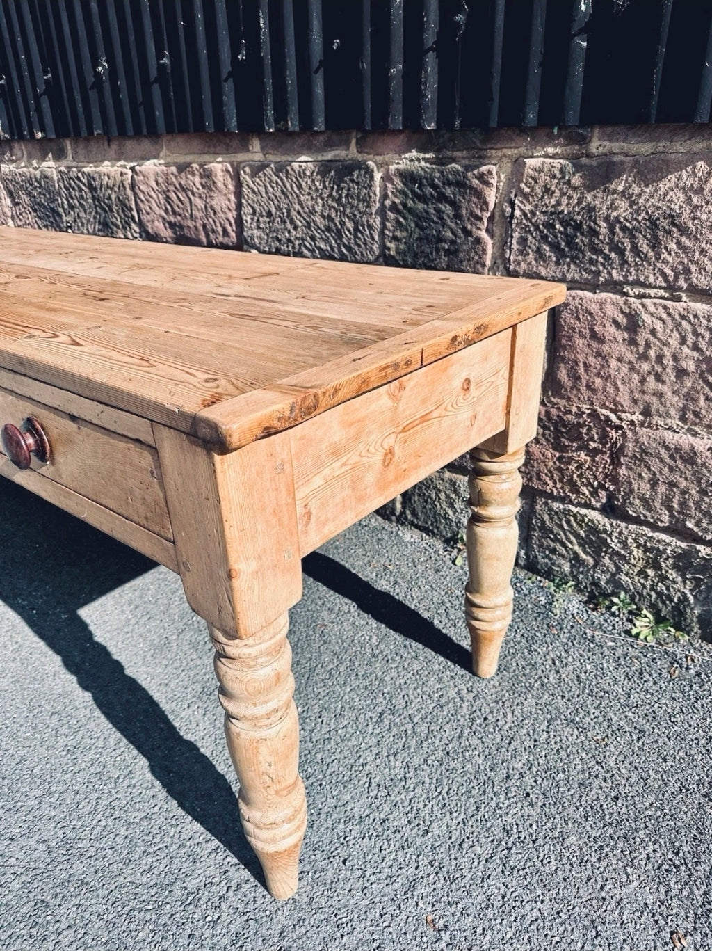 Antique Victorian Pine Farmhouse Table, Dining/ Prep, Country House, 3 Drawer