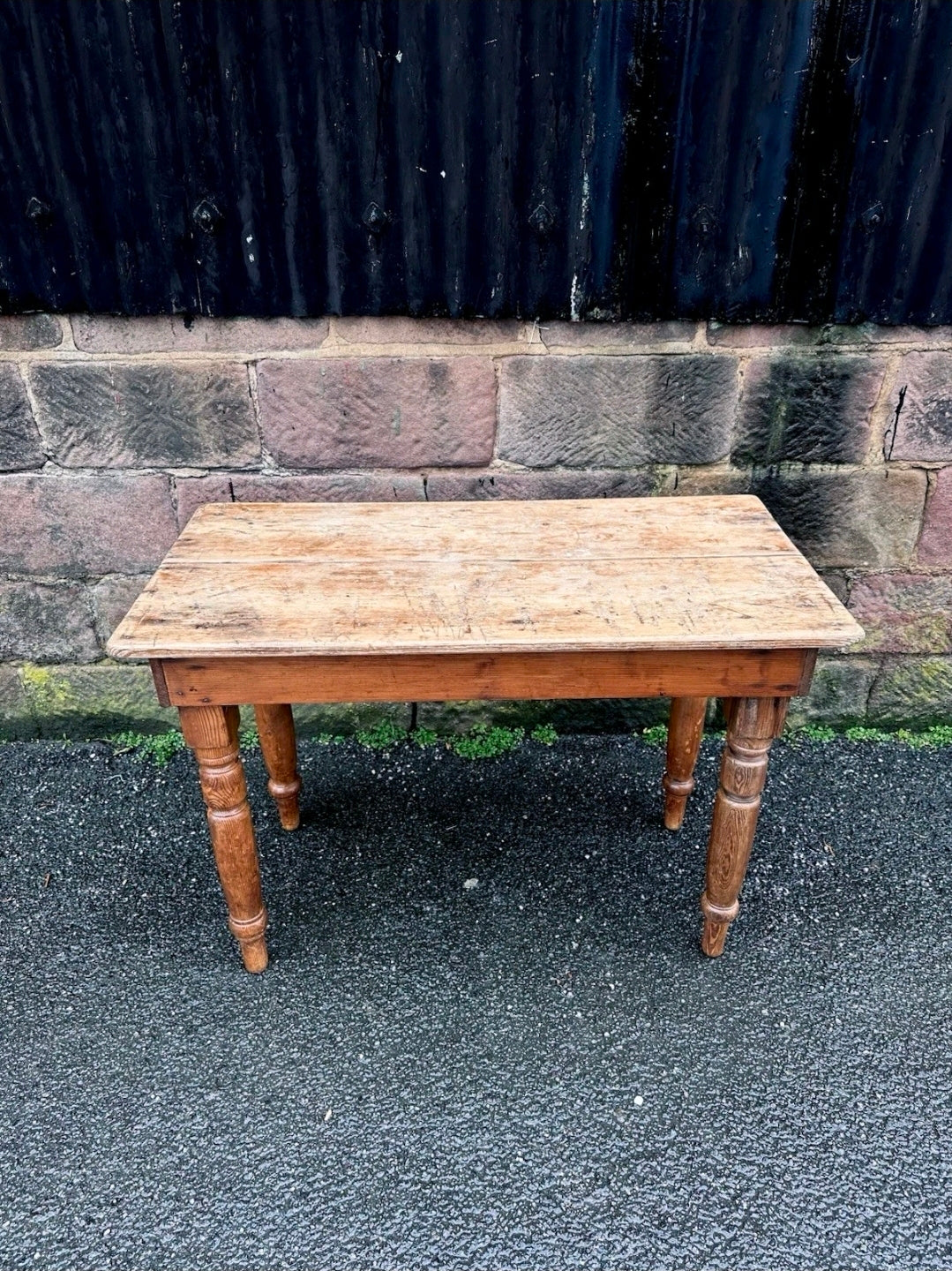Vintage Farmhouse Pine Side Table. Country, Kitchen, Prep, Rustic,