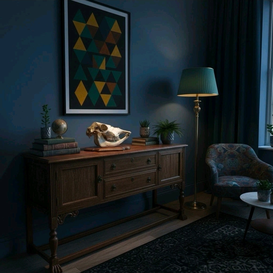 Antique Bovine Skull Mounted On Walnut Plinth C1910. Decor, Eccentric, Original