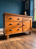 Victorian Antique Pine Dresser Base/Sideboard. Three Drawers, Country, Cottage.