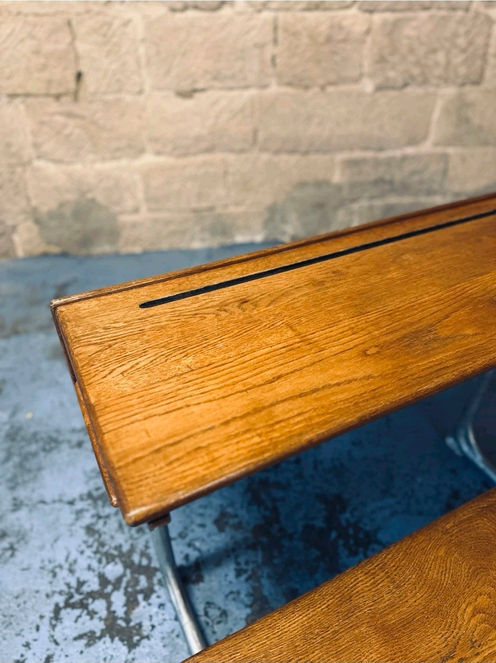 Antique Double School Desk. Oak & Cast Iron. Playroom, Kids Workspace, Nursery
