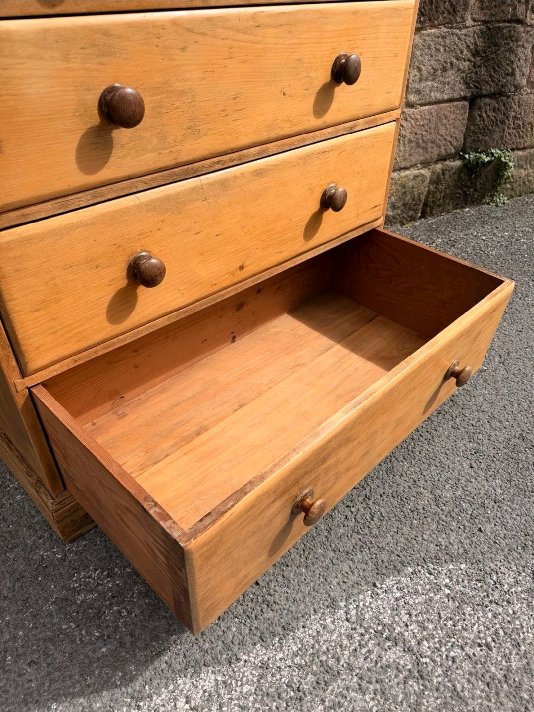 Large Antique Victorian Waxed Pine Chest Of Drawers, Country Farmhouse, Bedroom.