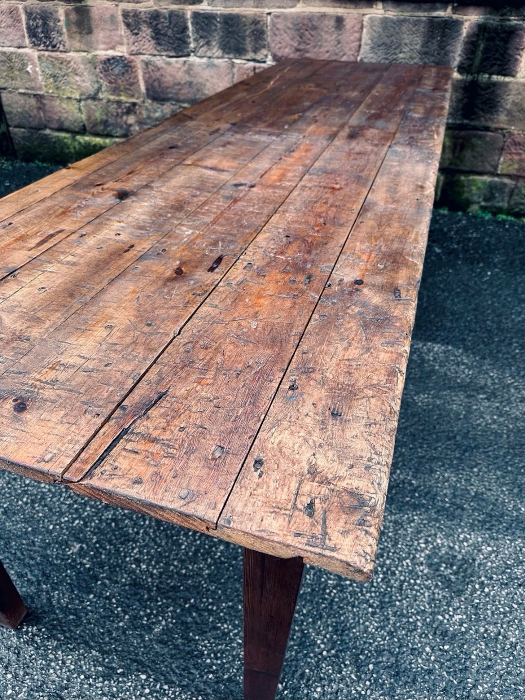 Extra Large Victorian Farmhouse Scrub Top Pine Estate Made Kitchen Table C1880.