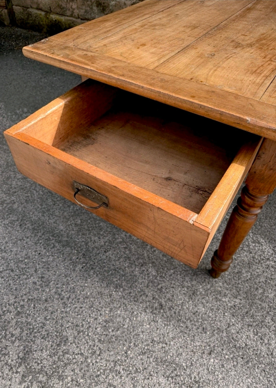 Solid Walnut Italian Farmhouse Kitchen Table C1870, Dough Table, Country, Prep