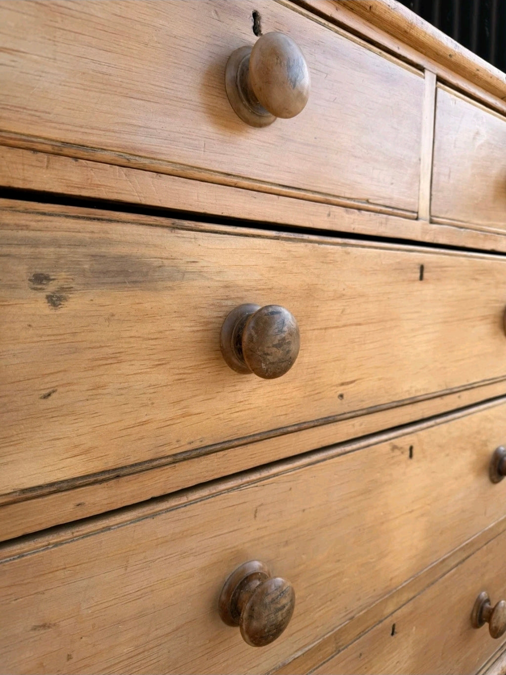 Antique Victorian Rustic Waxed Pine Chest Of Drawers, Country Cottage, Bedroom.