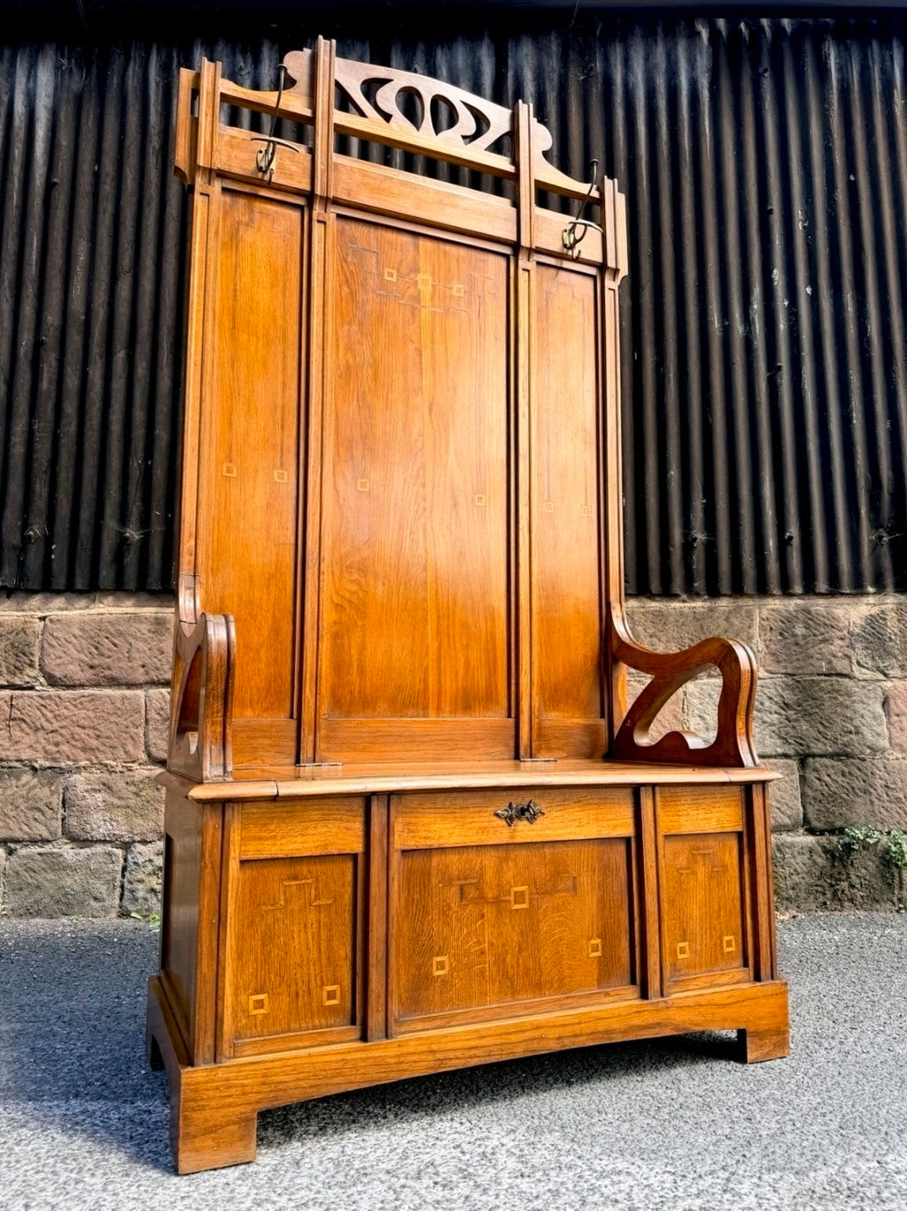1920s Italian ‘Stile Liberty’ / Art Nouveau Hall Stand, Settle,Hall Seat,Walnut