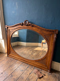 Antique Over Mantle Mirror, Victorian, Walnut Architectural Mirror, Italian