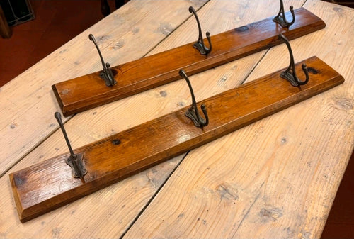 Antique Church Wall Mounted Coat Hooks. Pitch Pine, Hallway, Boot room, Storage