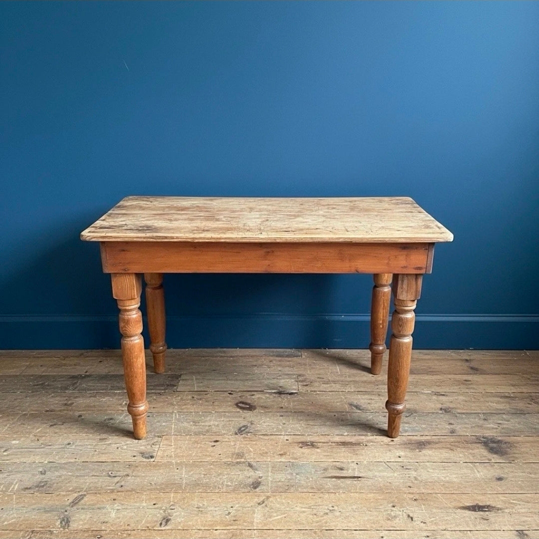 Vintage Farmhouse Pine Side Table. Country, Kitchen, Prep, Rustic,