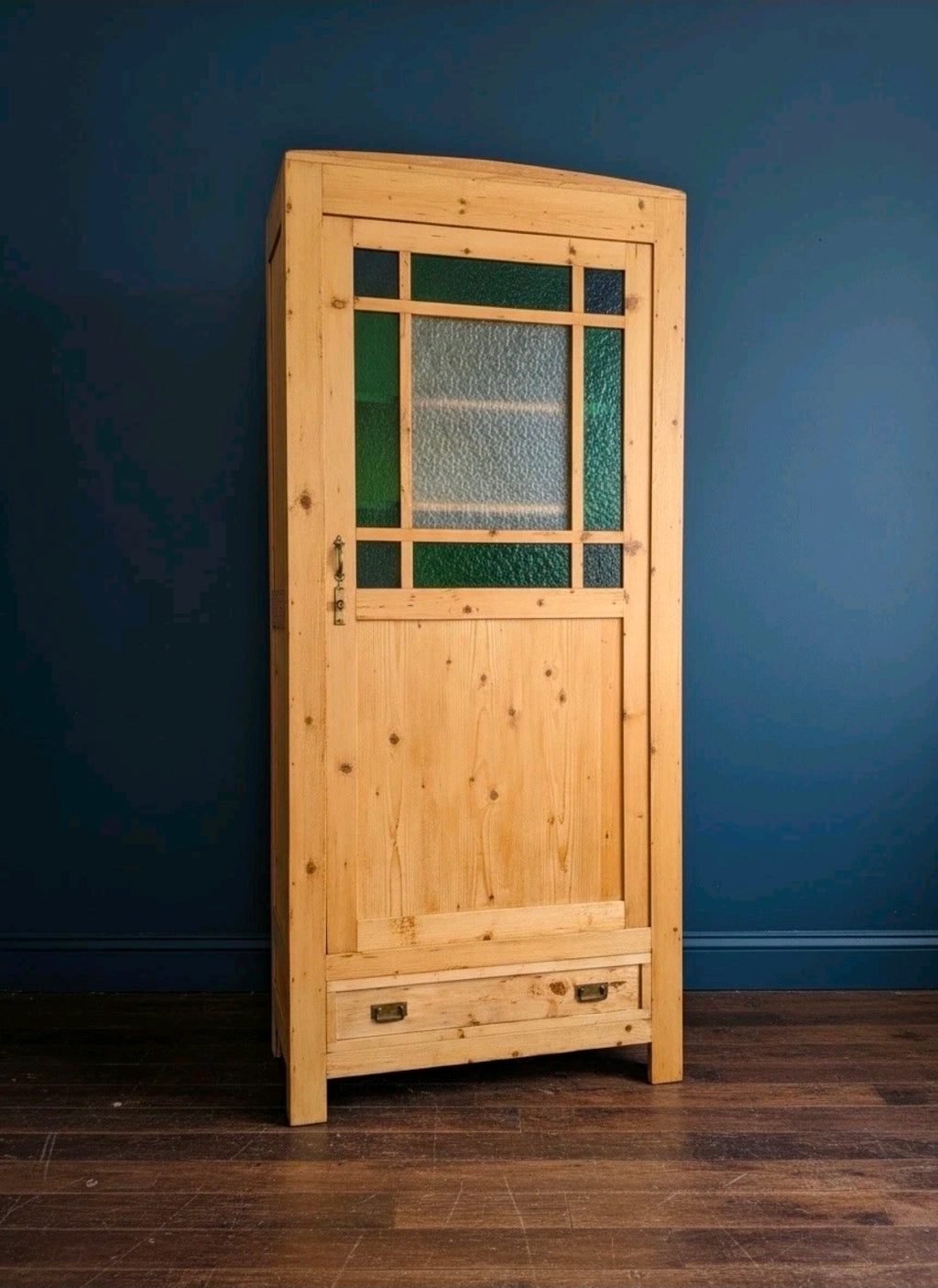Antique Pine Large Pantry Larder Kitchen Housekeepers Cupboard, Glazed, Italian