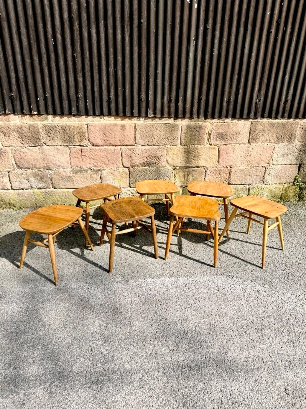 Mid Century Ercol Elm & Beech Stools, Various Styles, Waxed Finish