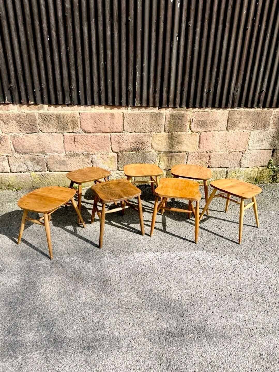 Mid Century Ercol Elm & Beech Stools, Various Styles, Waxed Finish