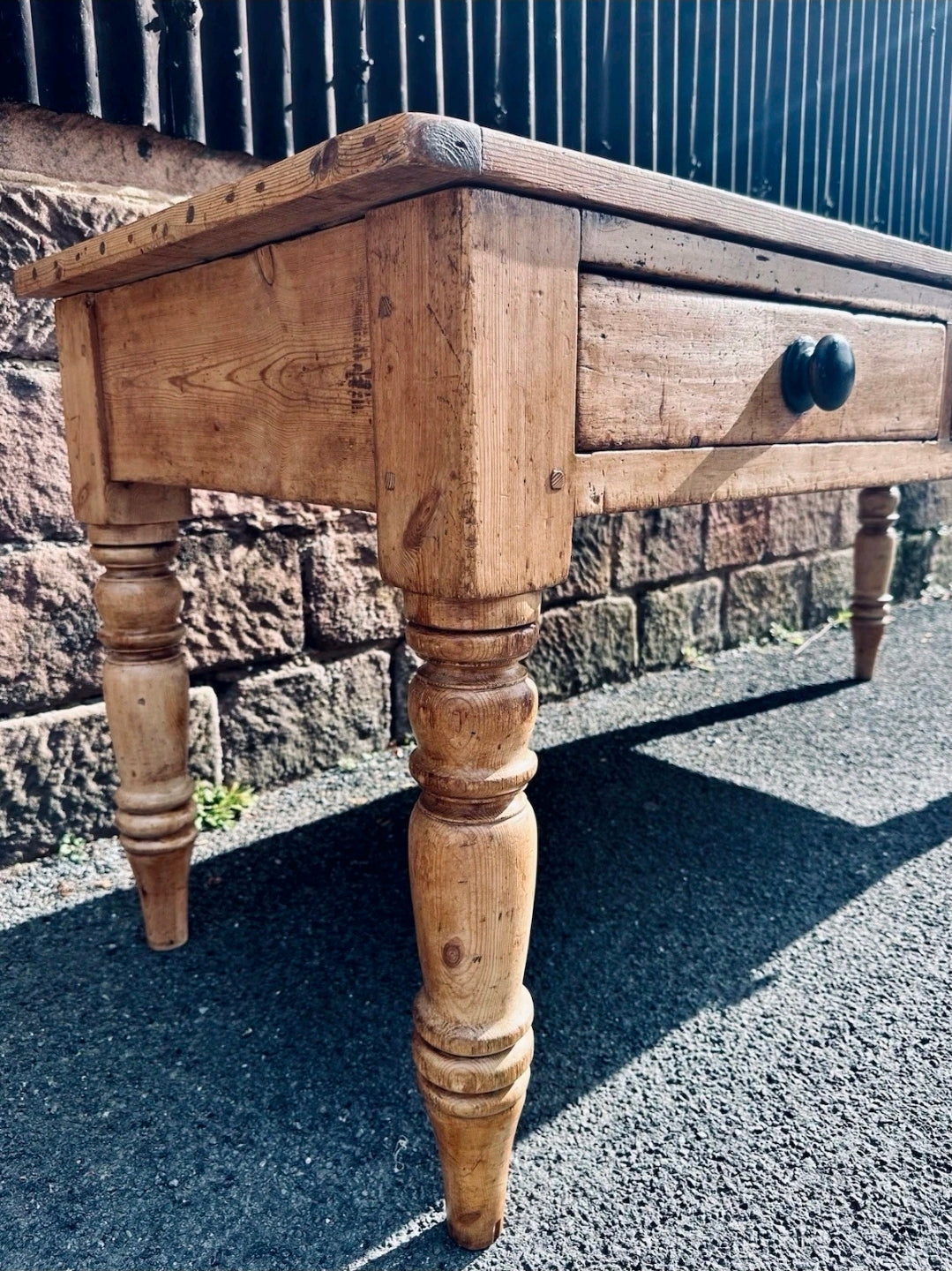 Antique Victorian Pine Farmhouse Table, Dining/ Prep, Country House, 3 Drawer