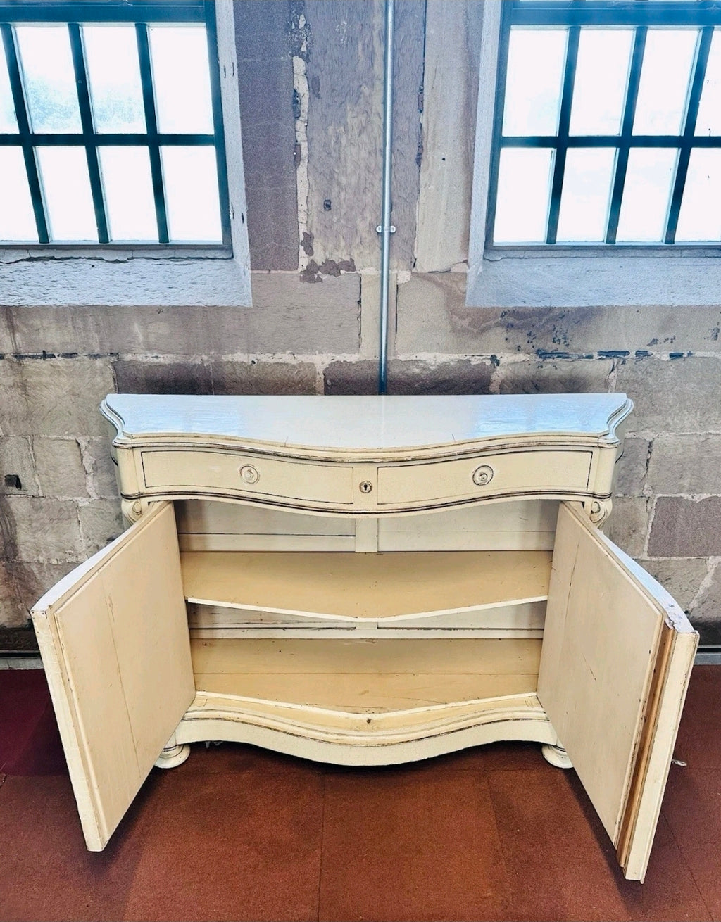 Antique Italian Hand Painted Cabinet, Sideboard. Oak, C1890.