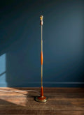 Mid-Century Danish Teak & Brass Floor Lamp, Original, Round Base