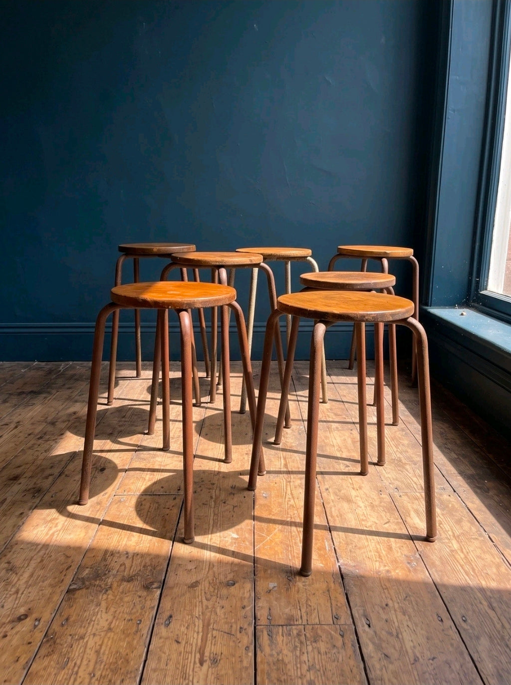 Vintage 1950s Art School/lab Stools. Original, Industrial, Bedside, Lamp Table
