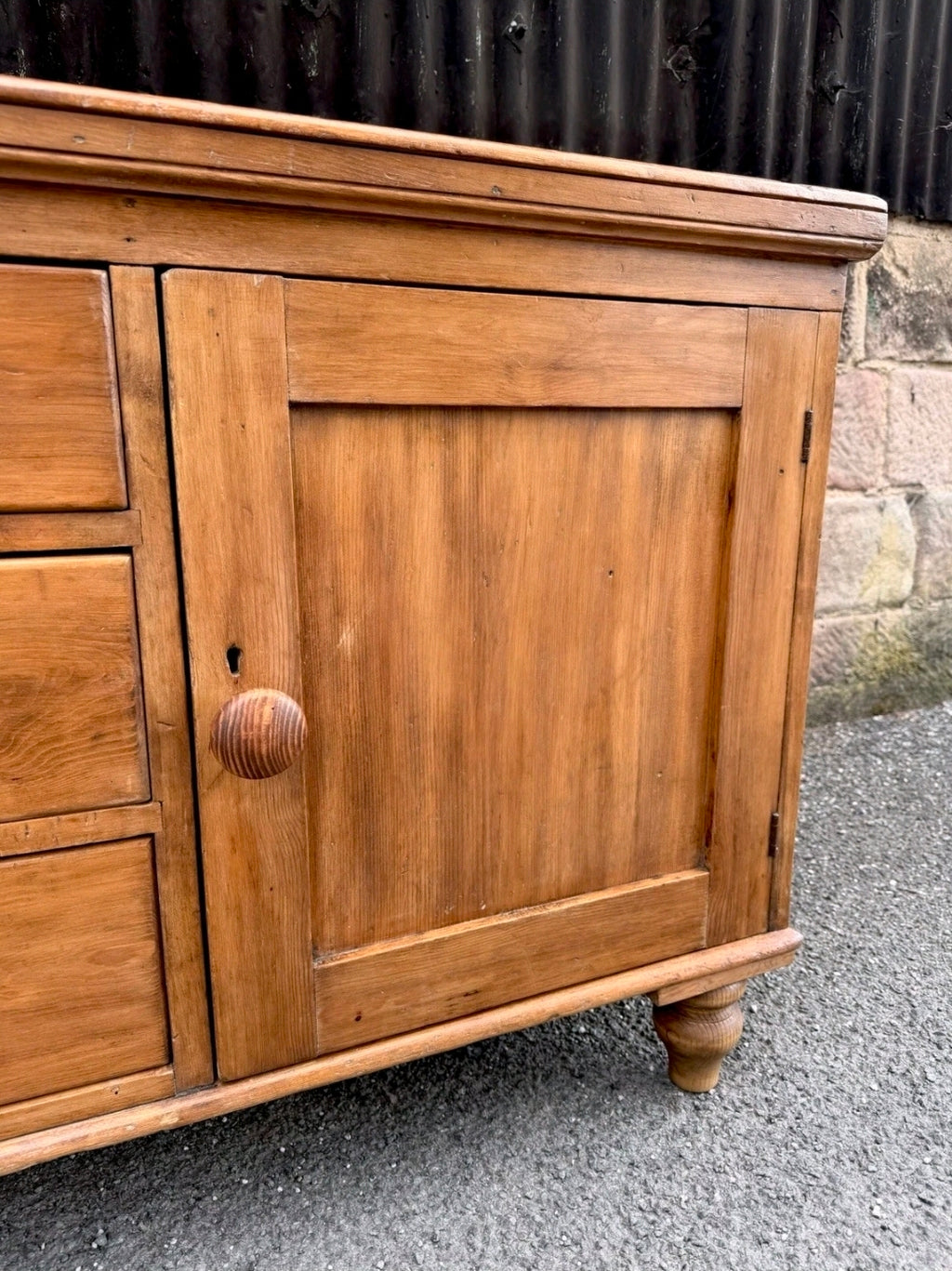 Victorian Antique Pine Dresser Base/Sideboard. Three Drawers, Country, Cottage.