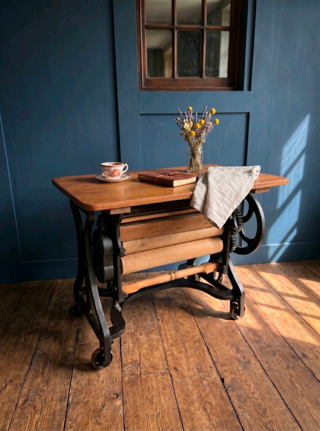 Vintage CWS Mangle, Folding, Side Table, Desk, Industrial Feature Table, Hallway
