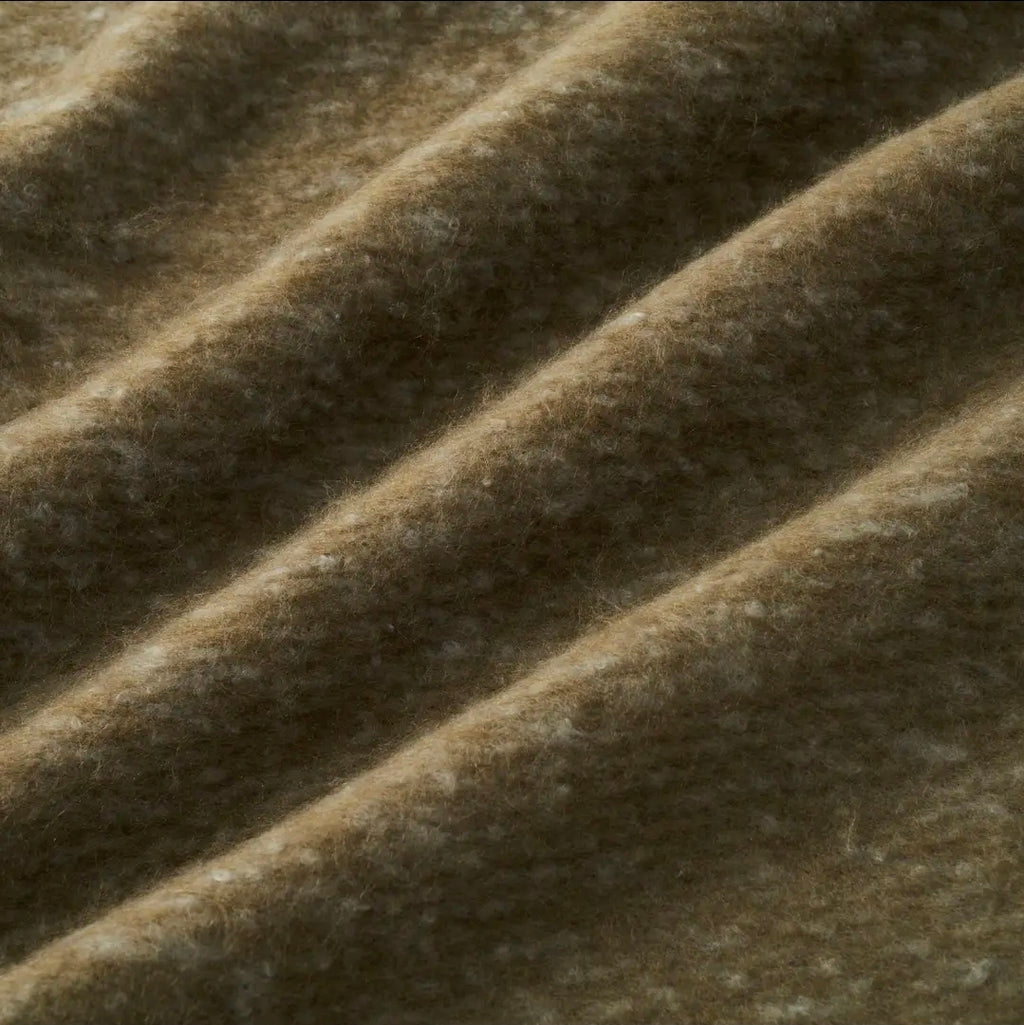 Aisling Faux Mohair Throw - Soft, Stylish Fringed Blanket in (Moss Green)
