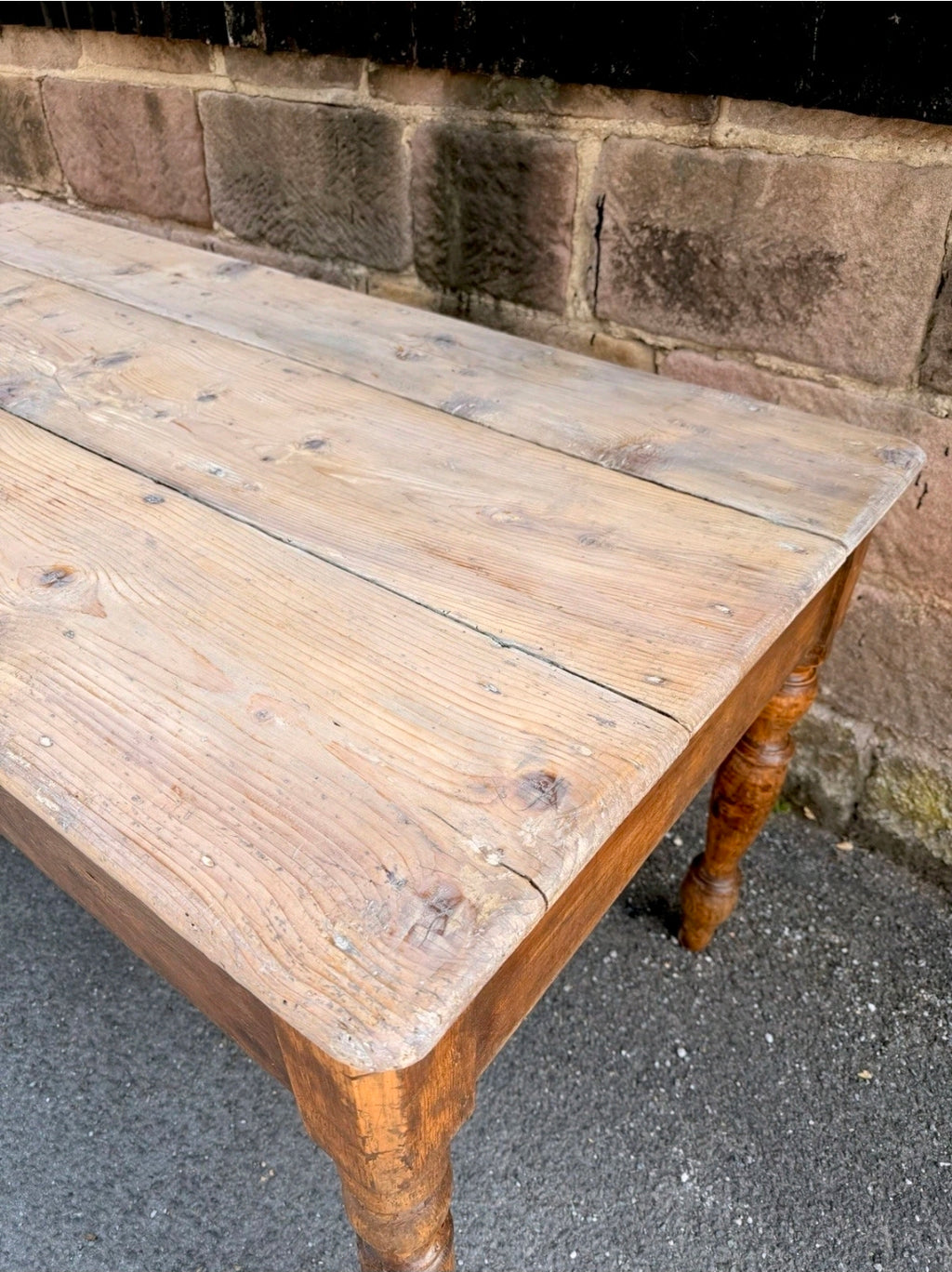 Antique Pine Farmhouse Dining Table c1890. Italian, Country, Cottage, Rustic.