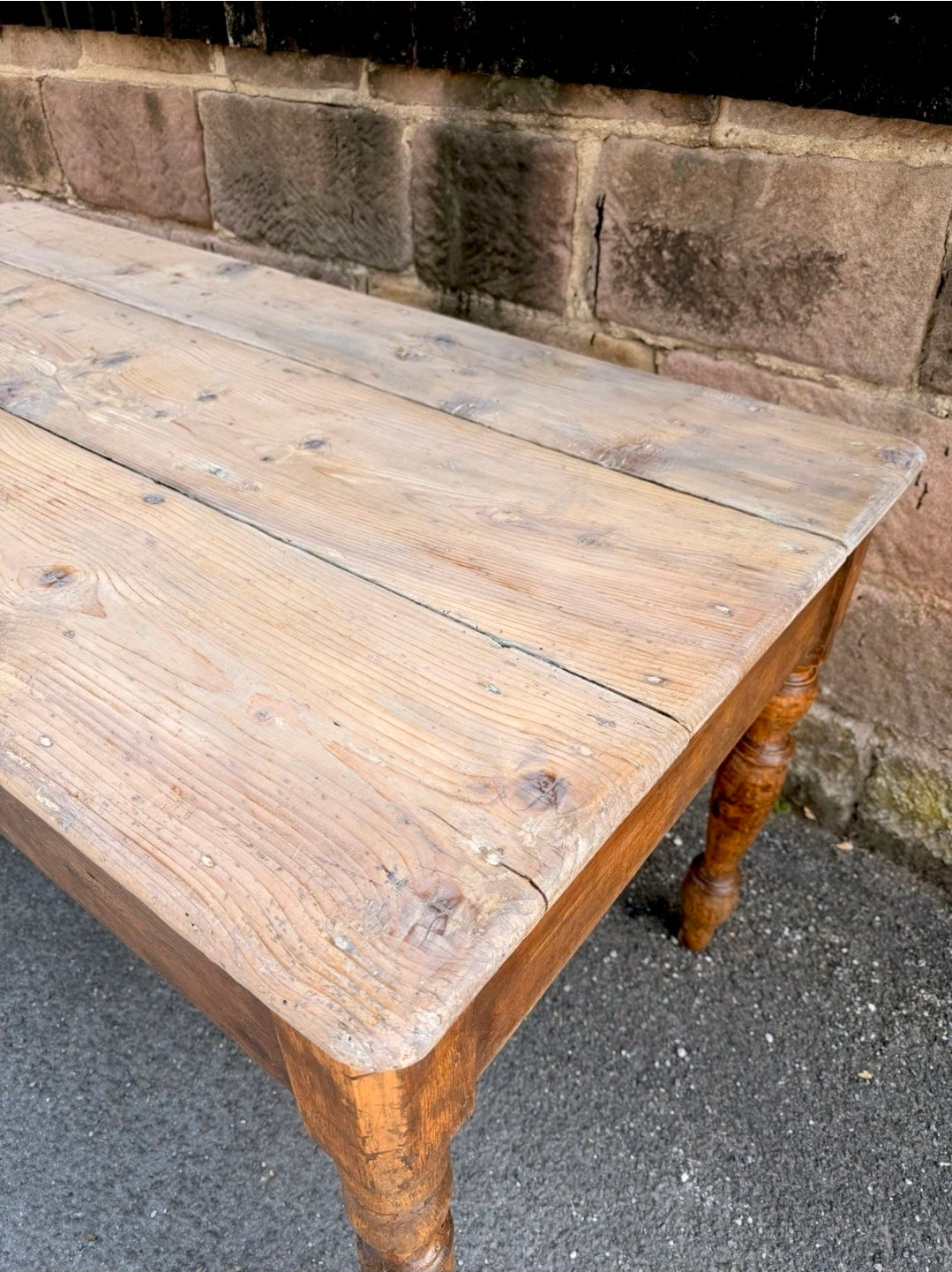 Antique Pine Farmhouse Dining Table c1890. Italian, Country, Cottage, Rustic.