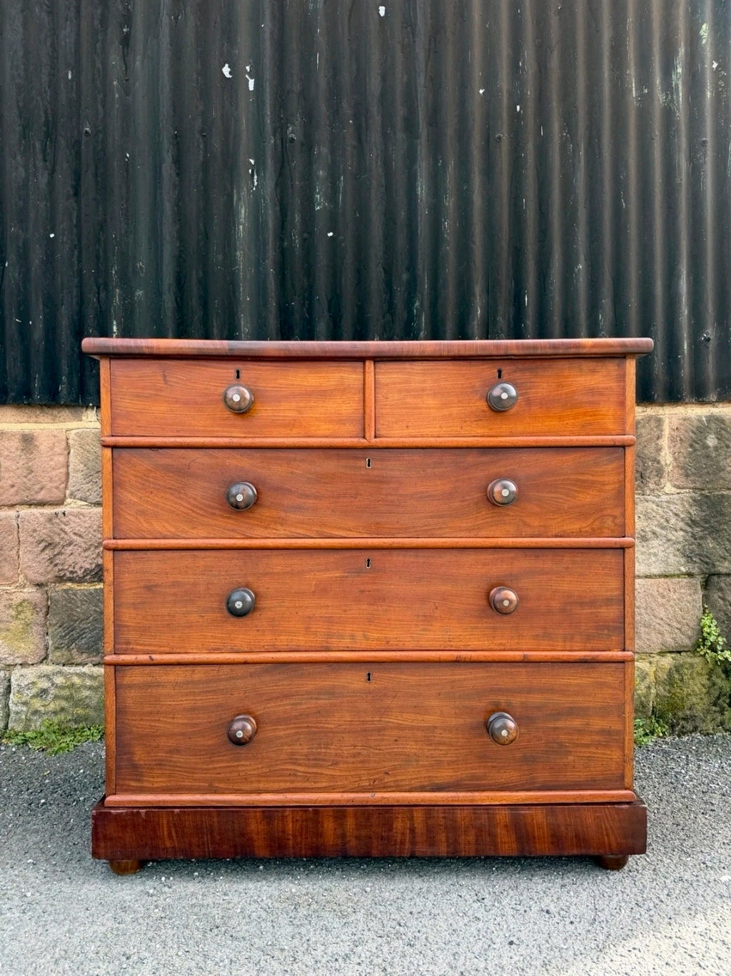 Antique Mahogany Chest Of Drawers, Victorian Original, 5 Drawers, Bedroom