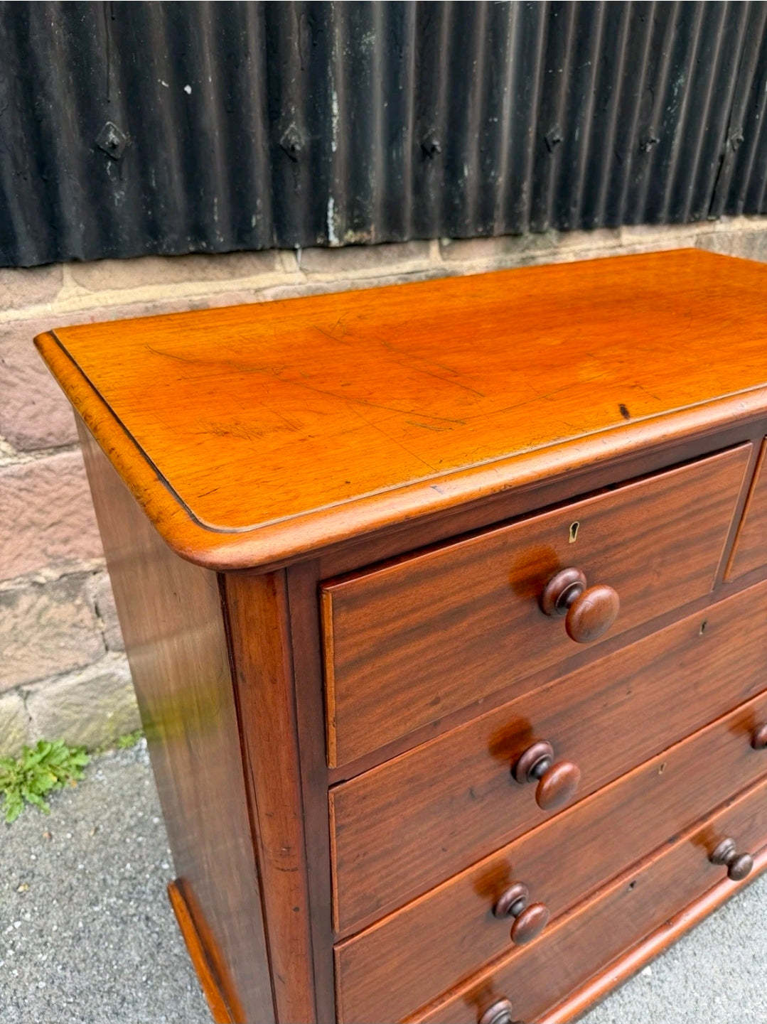 Antique Mahogany Chest Of Drawers, Victorian Original, 5 Drawers, Bedroom