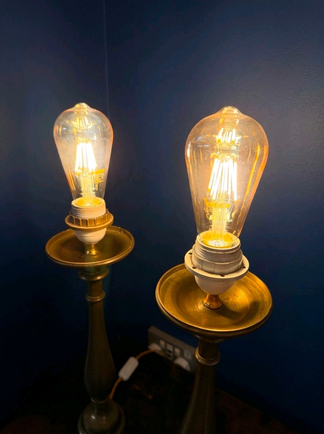 Antique Early 20th Century Brass Table Lamps. Italian, Candlestick.