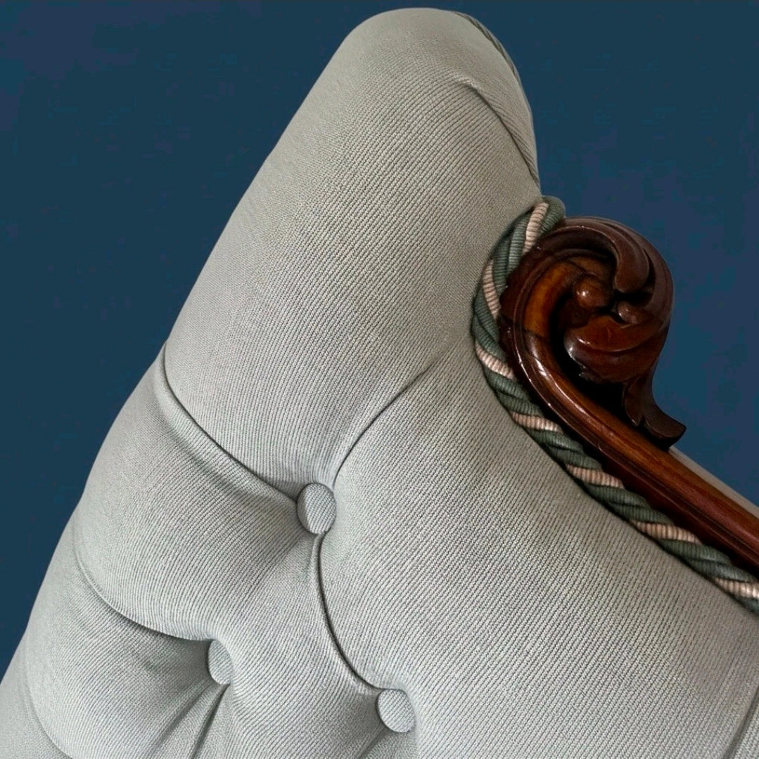 Victorian Prie dieu Chair Rosewood Upholstered Grey Chair, Bedroom, Occasional