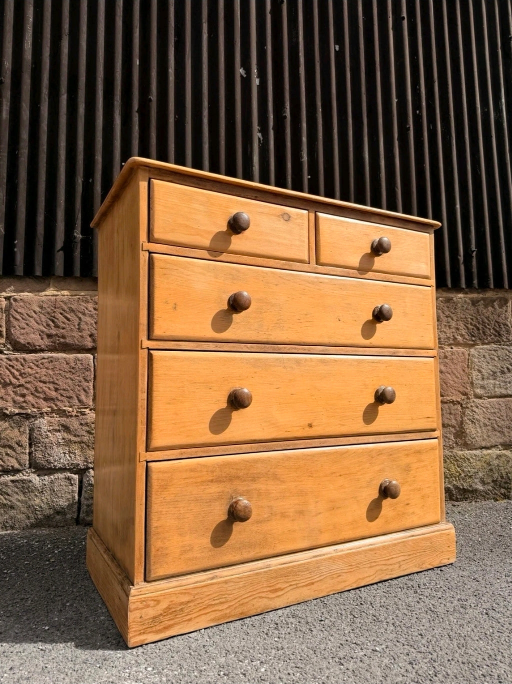 Large Antique Victorian Waxed Pine Chest Of Drawers, Country Farmhouse, Bedroom.