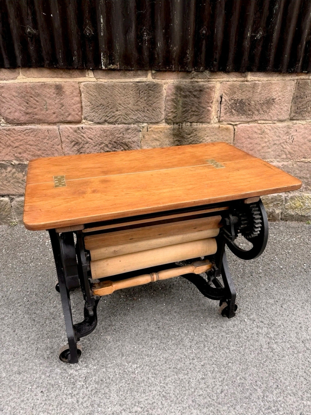Vintage CWS Mangle, Folding, Side Table, Desk, Industrial Feature Table, Hallway