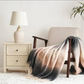 Ombre Faux Mohair Throw - Soft Fringed Blanket (Grey)