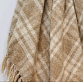 Luxury Chenille Tartan Throw Checked Picnic Blanket, 100% Recycled (Natural)