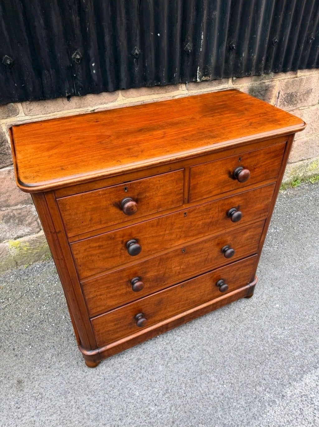 Antique Mahogany Chest Of Drawers, Victorian Original, 5 Drawers, Bedroom