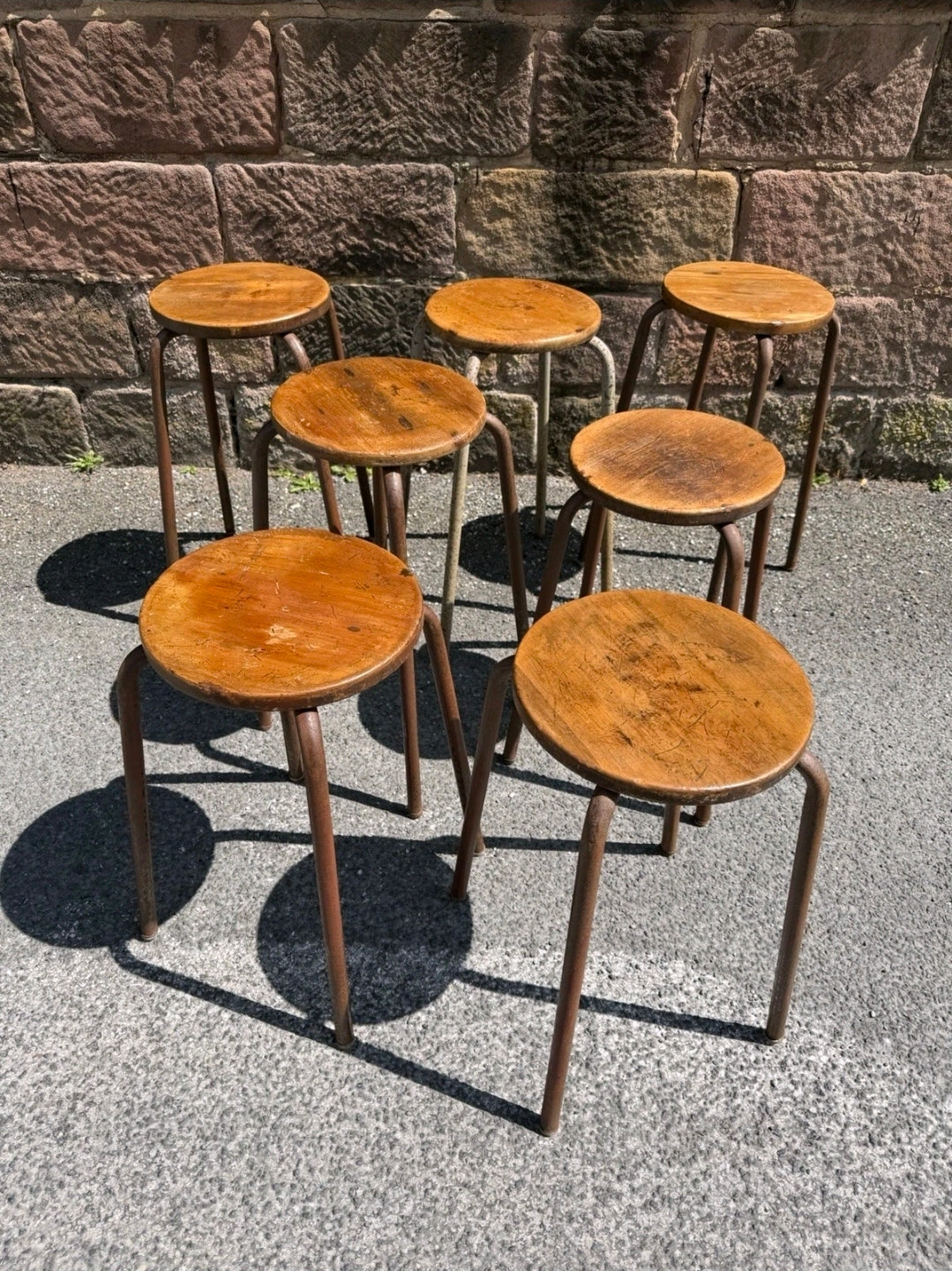 Vintage 1950s Art School/lab Stools. Original, Industrial, Bedside, Lamp Table